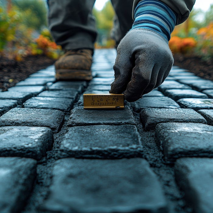 ruler across Polymeric Sand pavers