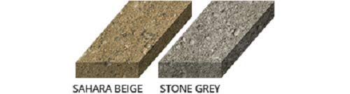 Stone dust colour swatches, Sahara Beige beside Stone Grey