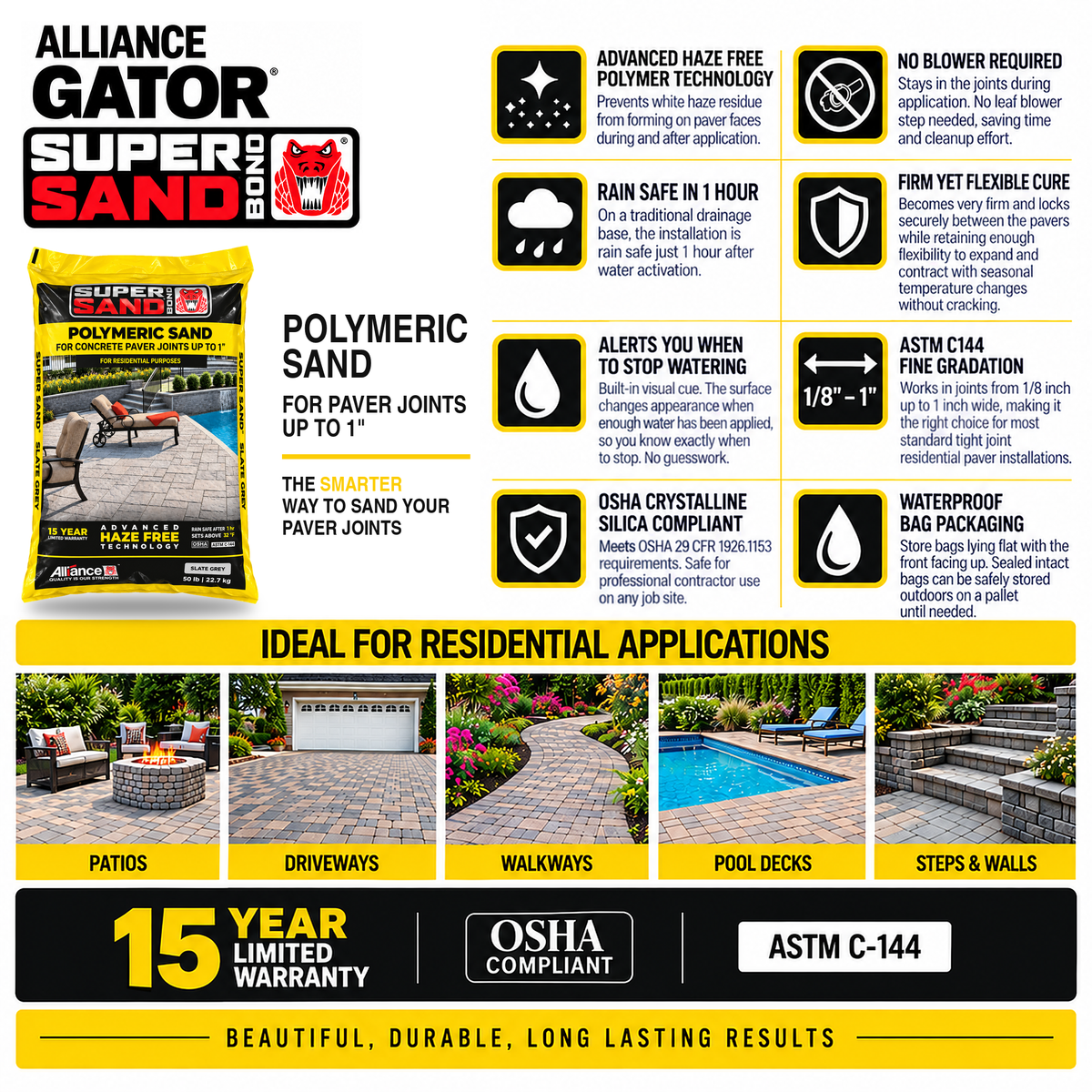 Alliance Gator Super Sand Bond Polymeric Sand for Paver Joints up to 1"