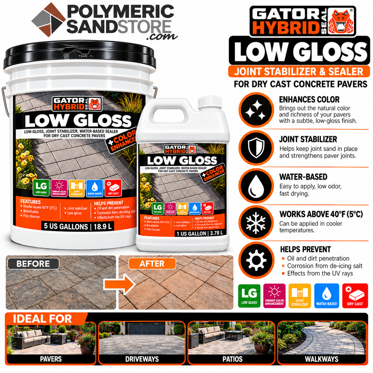 Alliance Gator Hybrid Seal Low Gloss Plus Color Enhancer, Water Based