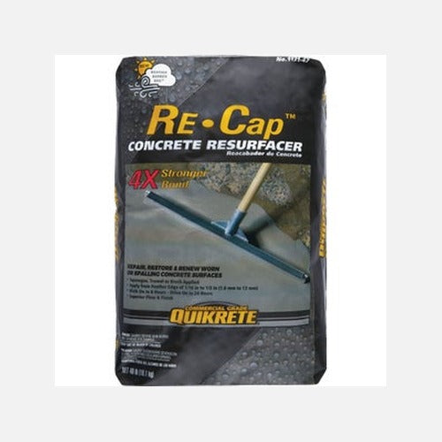 Quikrete Re-Cap 40 lb concrete resurfacer bag for repairing and restoring worn spalling surfaces