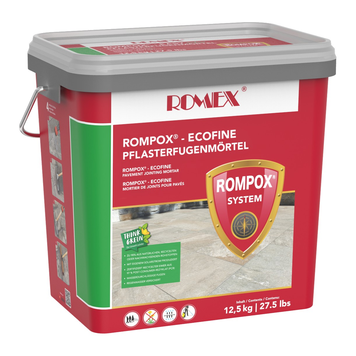 ROMEX Ecofine resin jointing sand, Grey, 12.5 kg (27.5 lb) pail