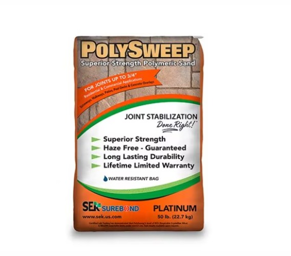 SEK Surebond PolySweep polymeric sand 50 lb Platinum, haze free superior strength joint sand for narrow joints up to 3/4 inch