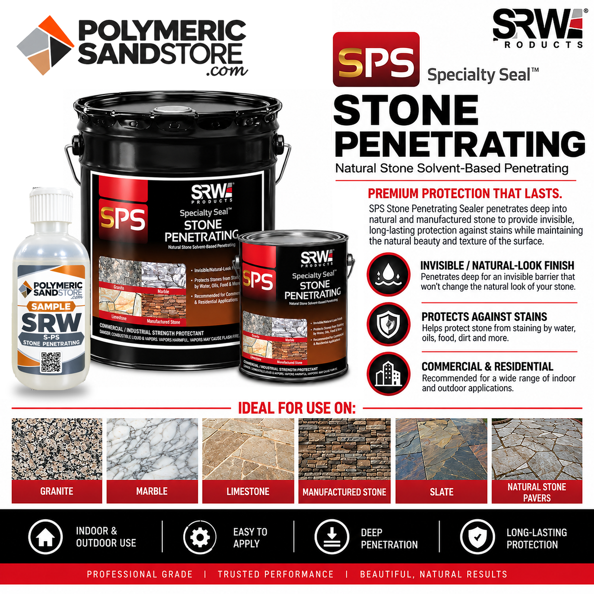 SRW S-PS Penetrating Stone Sealer Sample, 8 oz Natural Look