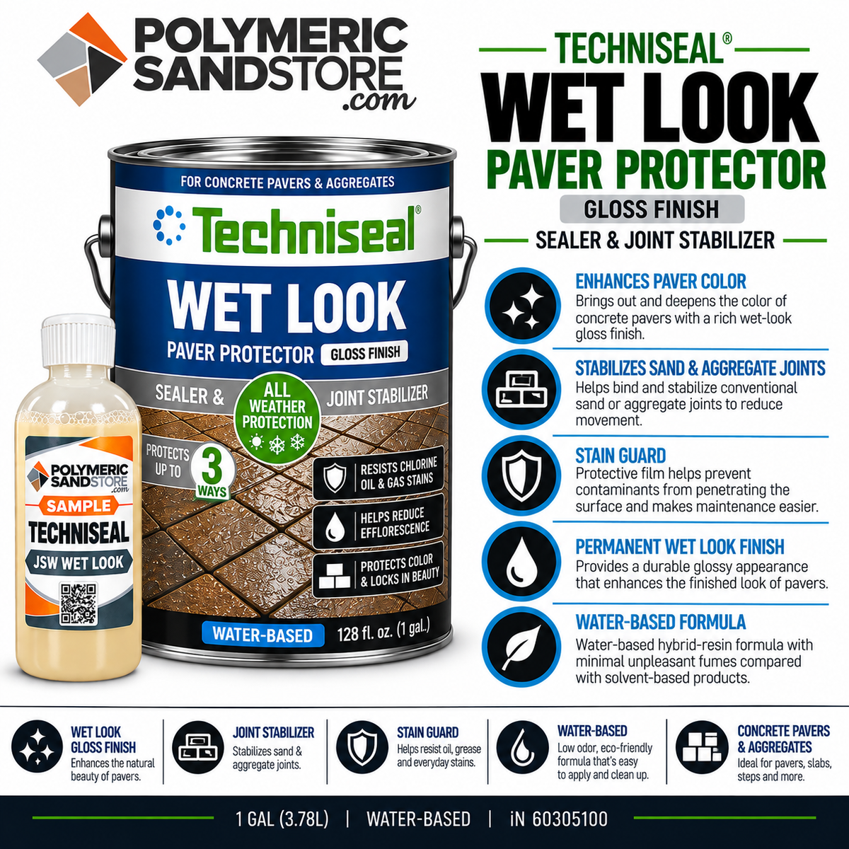 Techniseal JSW Wet Look Sealer and Joint Stabilizer Sample, 8 oz