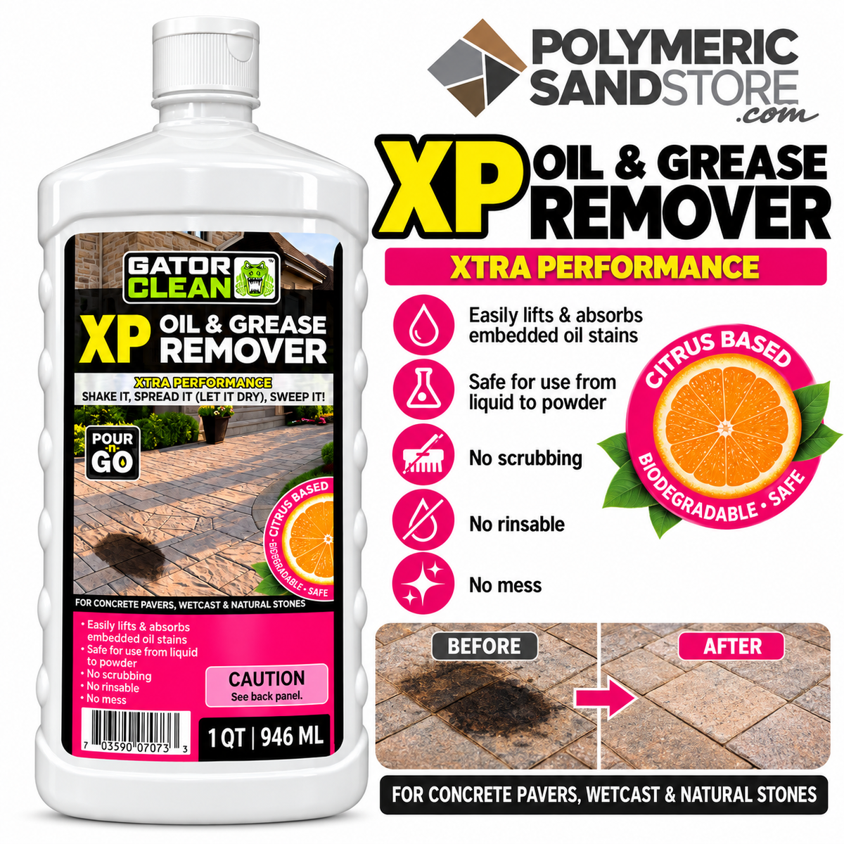 Alliance Gator XP Oil and Grease Remover for Pavers and Natural Stone 1 Qt