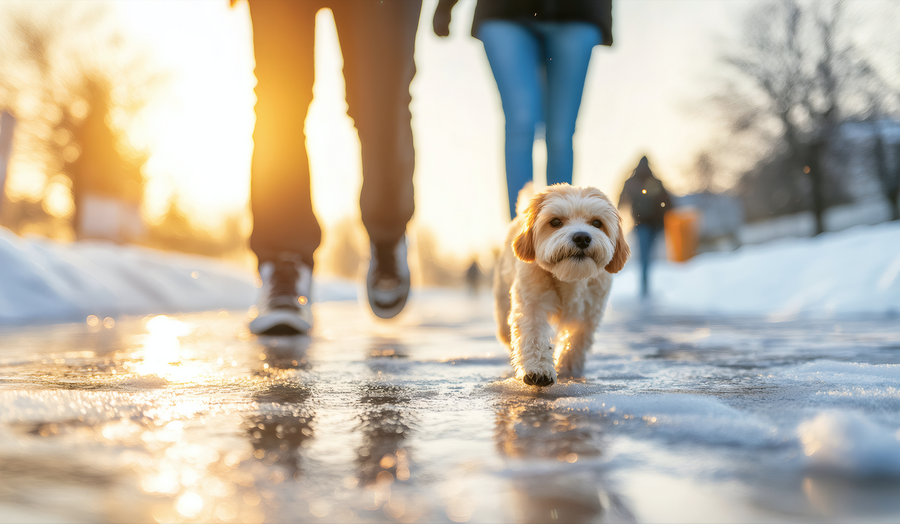 Dog Walking on Ice Melt Safe for Pets