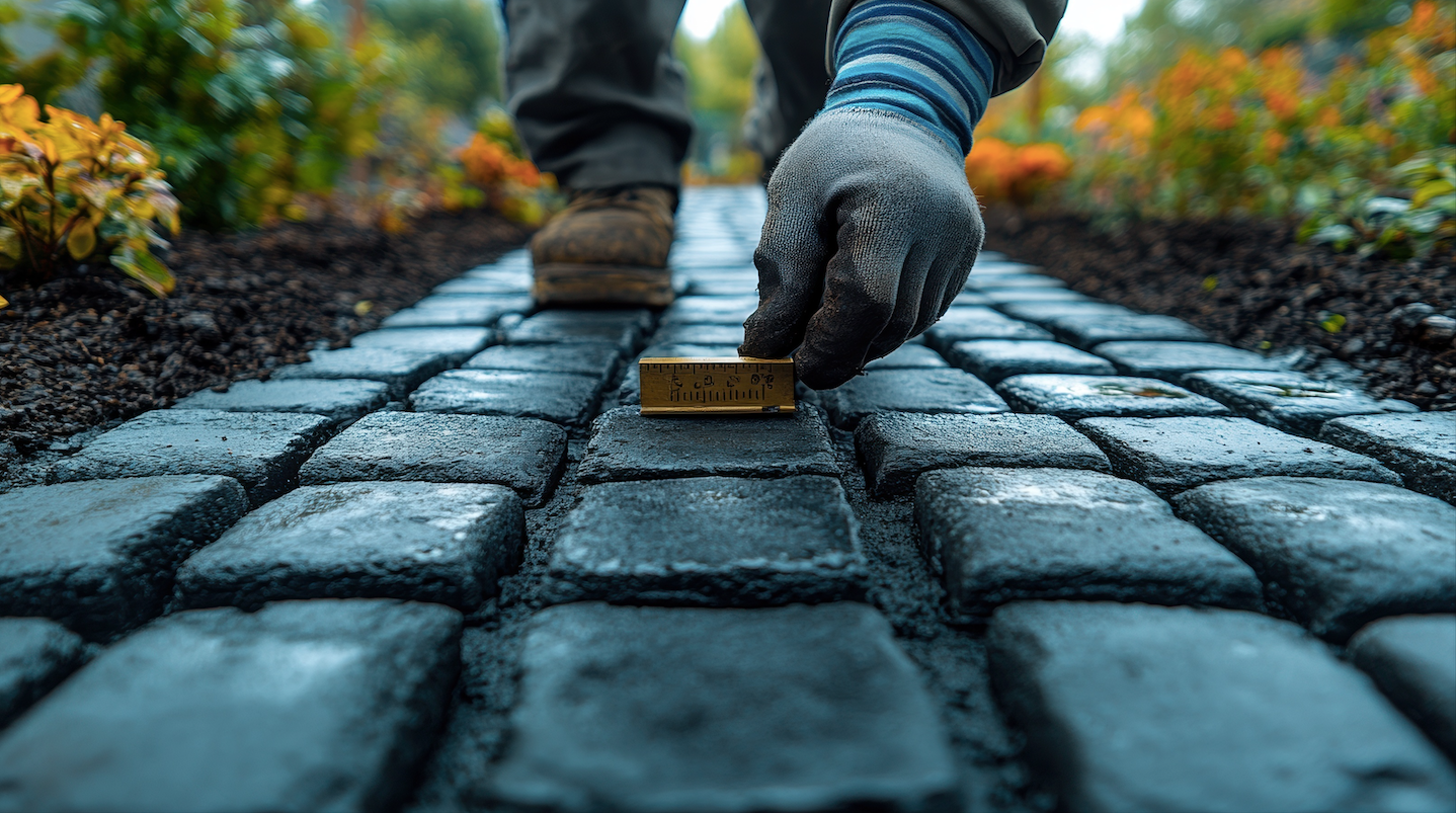 ruler across Polymeric Sand pavers