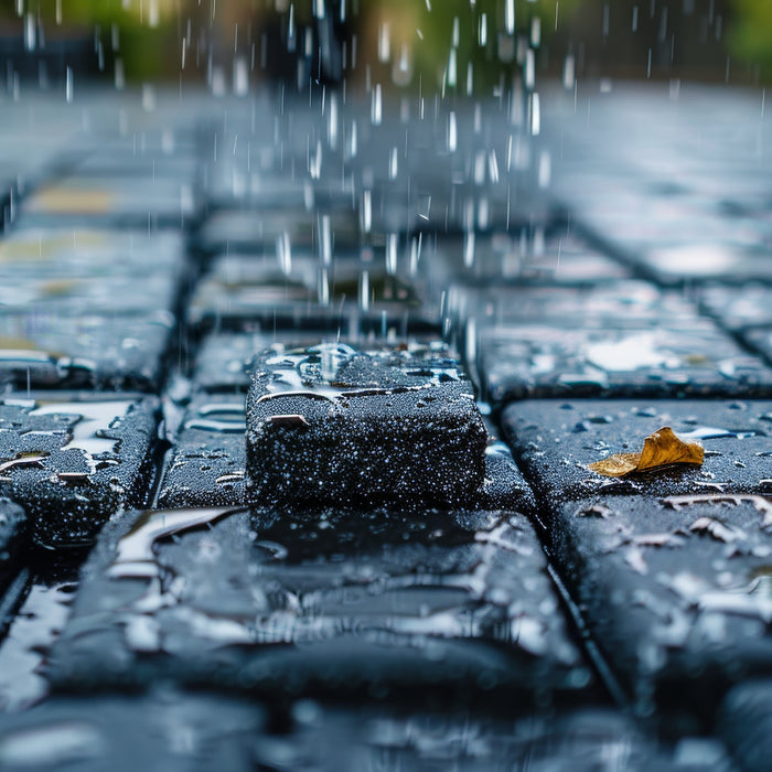 polymeric sand blocking rain