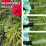 Adjustable nozzle spray patterns, full stream, soft stream and shower