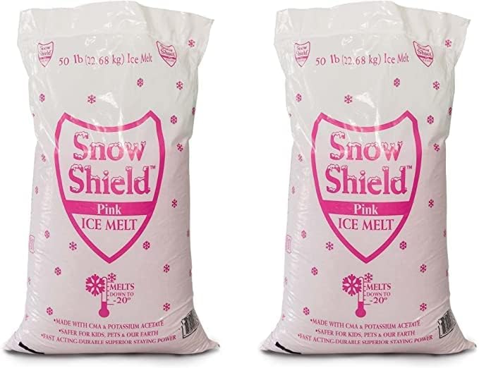 Pink Snow Shield Ice Melt (50 LBS) - A Pet Safe Ice Melt That is Effective Below Zero Degrees and is Safe for Our Children, Our Pets and Our Earth