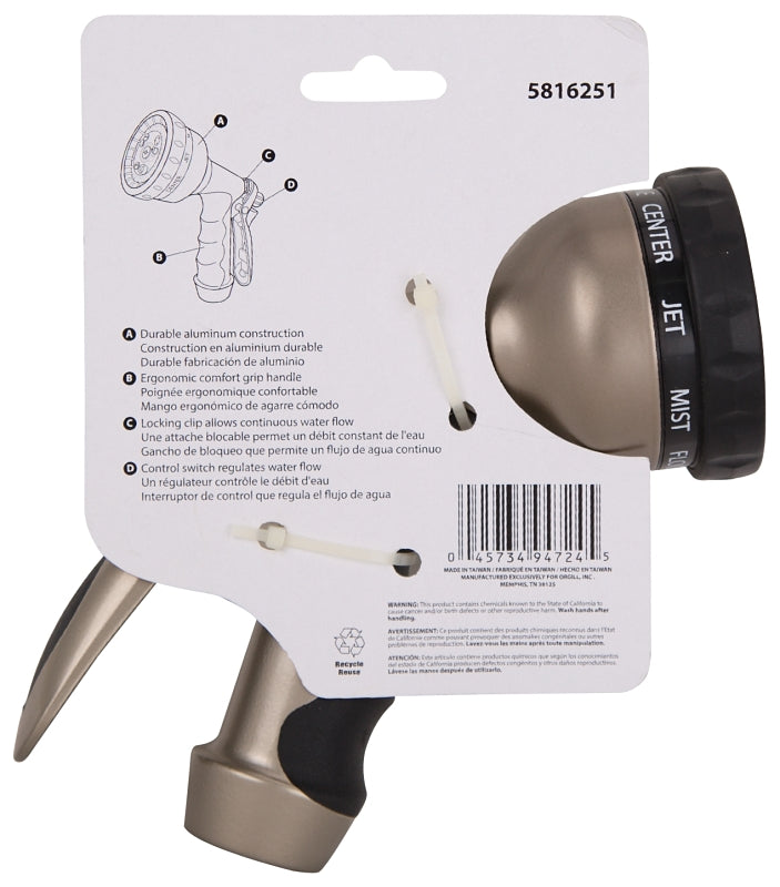 Back of the nine pattern spray nozzle packaging showing the pattern list