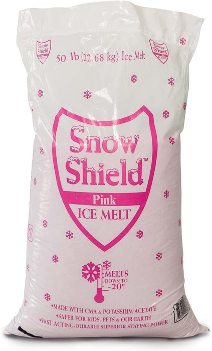 Pink Snow Shield Ice Melt (50 LBS) - A Pet Safe Ice Melt That is Effective Below Zero Degrees and is Safe for Our Children, Our Pets and Our Earth