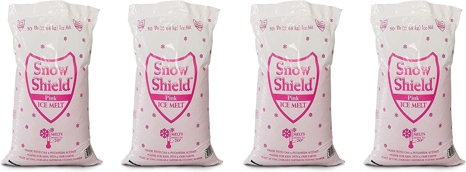 Pink Snow Shield Ice Melt (50 LBS) - A Pet Safe Ice Melt That is Effective Below Zero Degrees and is Safe for Our Children, Our Pets and Our Earth