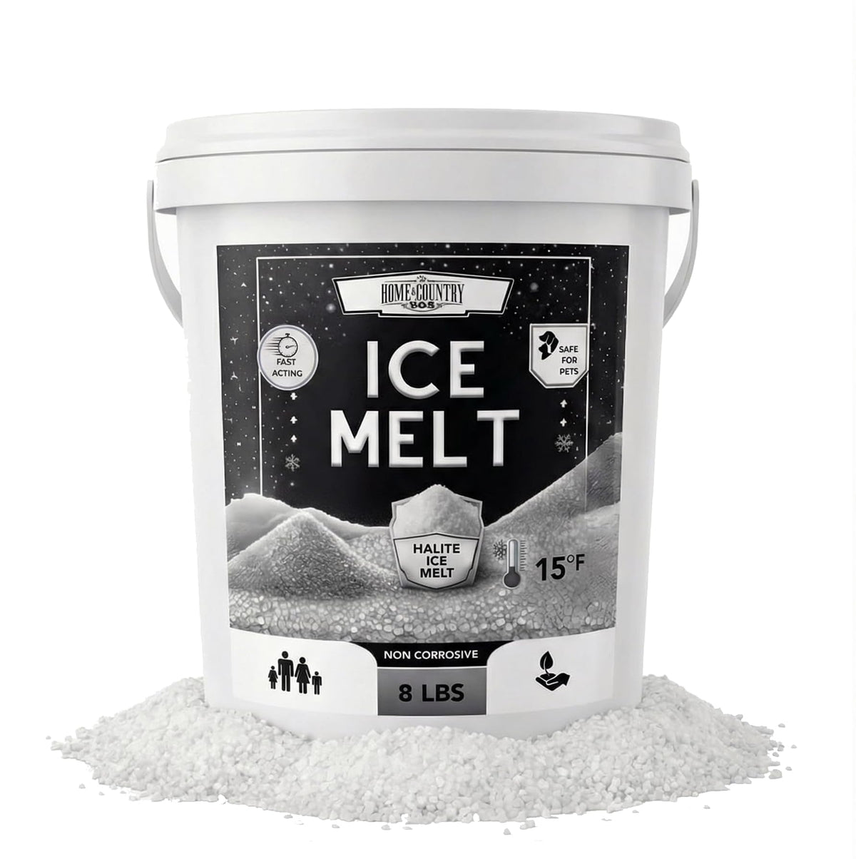 Home and Country USA Halite Crystals Ice Melt pail
