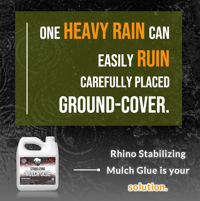 Rhino Stabilizing Mulch & Stone Glue for Landscaping Pea Gravel, Rubber Mulch, and Straw Binder