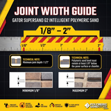 Joint width reference chart for Alliance Gator Super Sand G2 Polymeric Sand