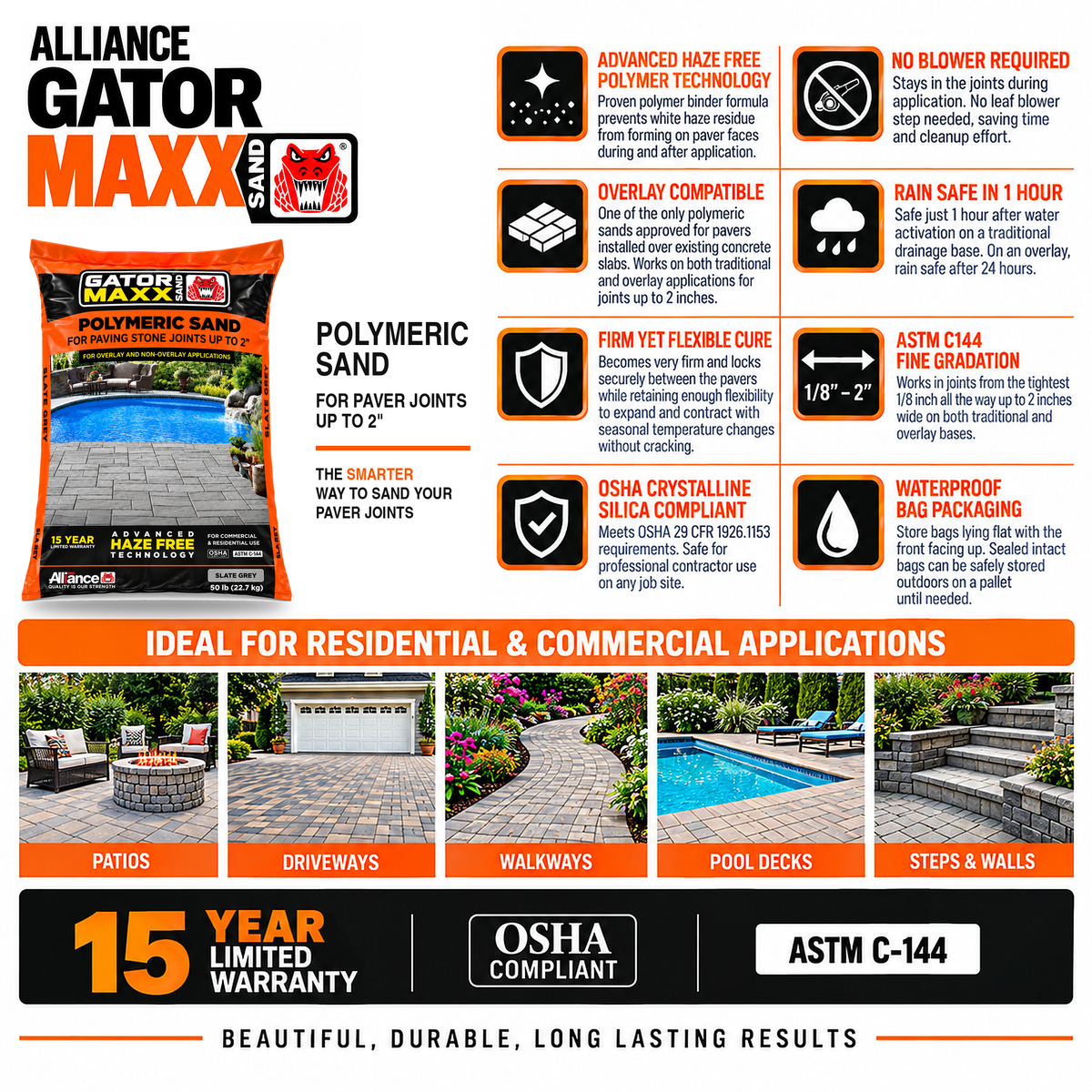 Alliance Gator Maxx Sand Polymeric Sand for Paver Joints up to 2"