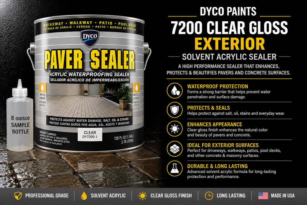 Dyco 7200 Clear Gloss Paver Sealer Sample, 8 oz