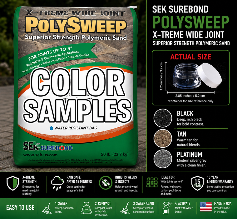 COLOR SAMPLES- SEK Surebond Polysweep X-Treme Polymeric Sand