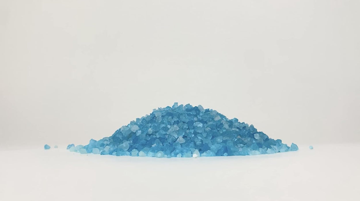 Close up Emperor Melt,  blue ice melt granules, vegetation friendly formula, effective to -15 degrees