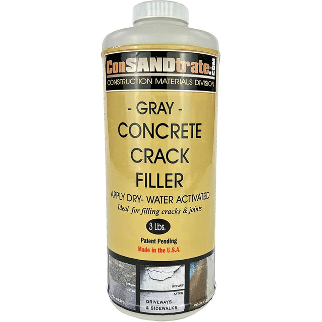 ConSANDtrate Gray Concrete Crack Filler 3 lb for repairing cracks and joints in concrete driveways, sidewalks, and patios.