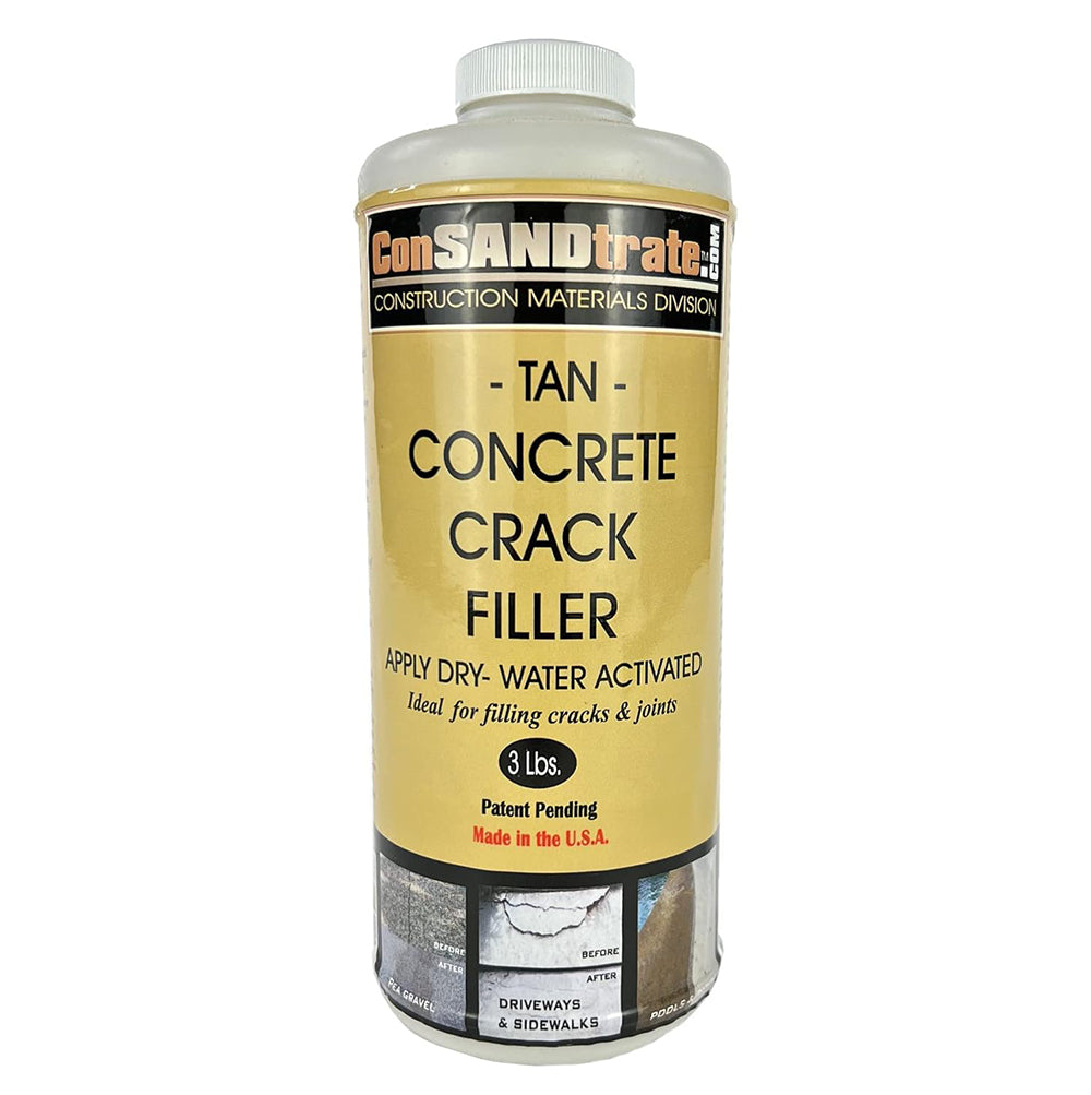 ConSANDtrate Tan Concrete Crack Filler 3 lb for repairing cracks and joints in concrete driveways, sidewalks, and patios.
