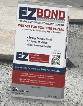 EZ Bond 50 lb bag of polymer modified Portland cement wet set adhesive for bonding pavers, stone, porcelain and tile