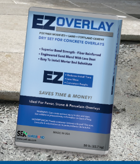 EZ Overlay 50 lb bag of polymer modified dry set sand and Portland cement mix for concrete overlays