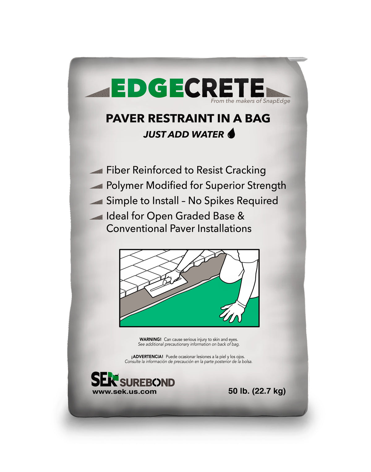 SEK Surebond EdgeCrete cementitious paver edge restraint 50 lb bag