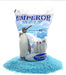 Emperor Melt bag of blue ice melt granules, vegetation friendly formula, effective to -15 degrees