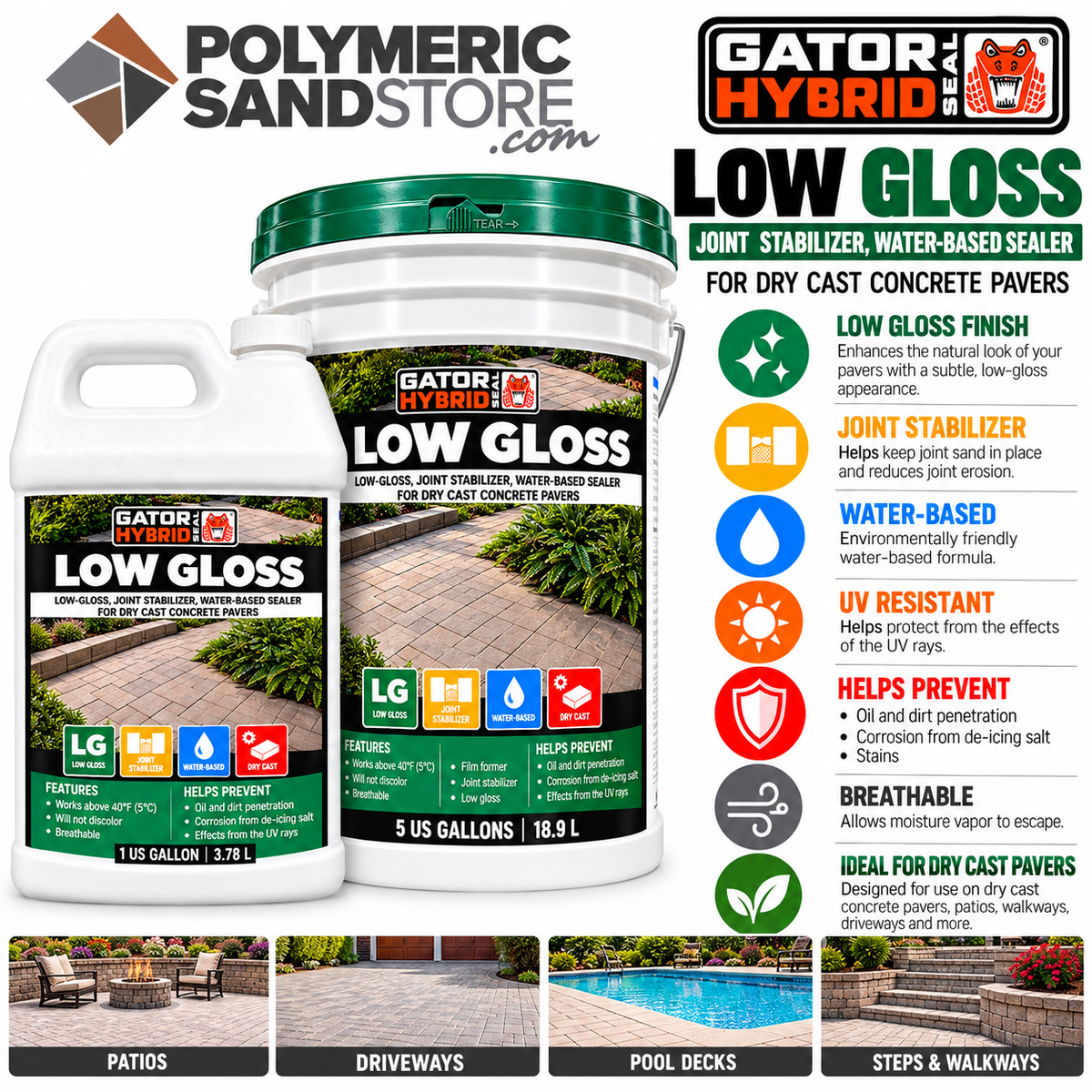 Alliance Gator Hybrid Seal Low Gloss Water Based Paver Sealer