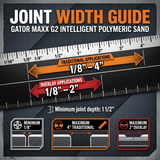 Joint width reference chart for Alliance Gator Maxx G2 Polymeric Sand