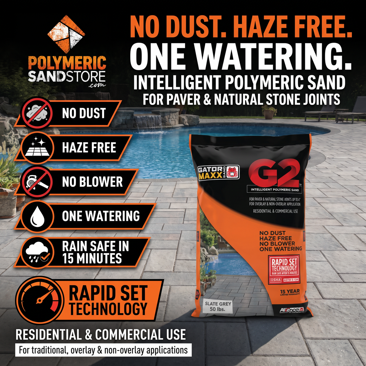 Specification table for Alliance Gator Maxx G2 Polymeric Sand