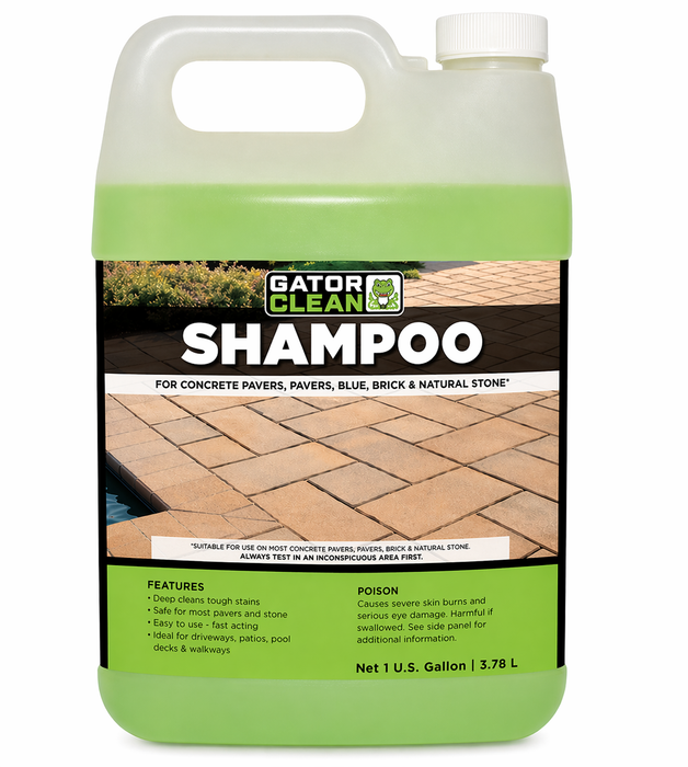 Gator Clean Shampoo cleaner for concrete pavers, brick and natural stone in a 1-gallon green plastic jug