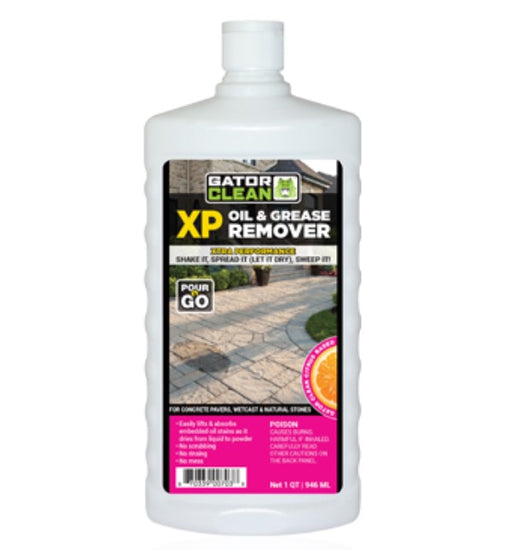Gator Clean XP Oil & Grease Remover 1 quart white bottle, citrus-based formula for concrete pavers and natural stone