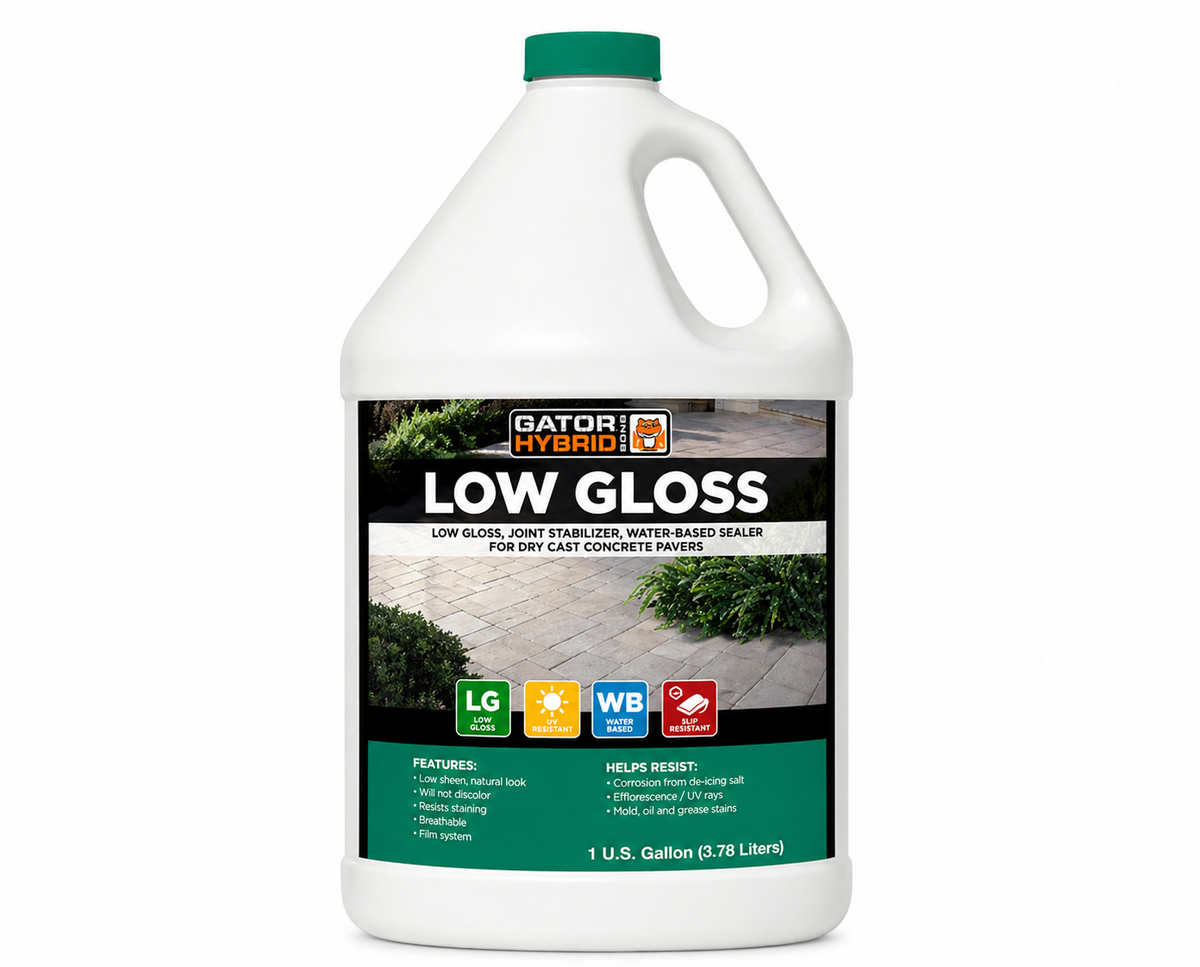 Gator Hybrid Bond Low Gloss water-based joint stabilizing sealer for dry cast concrete pavers, 1 gallon jug