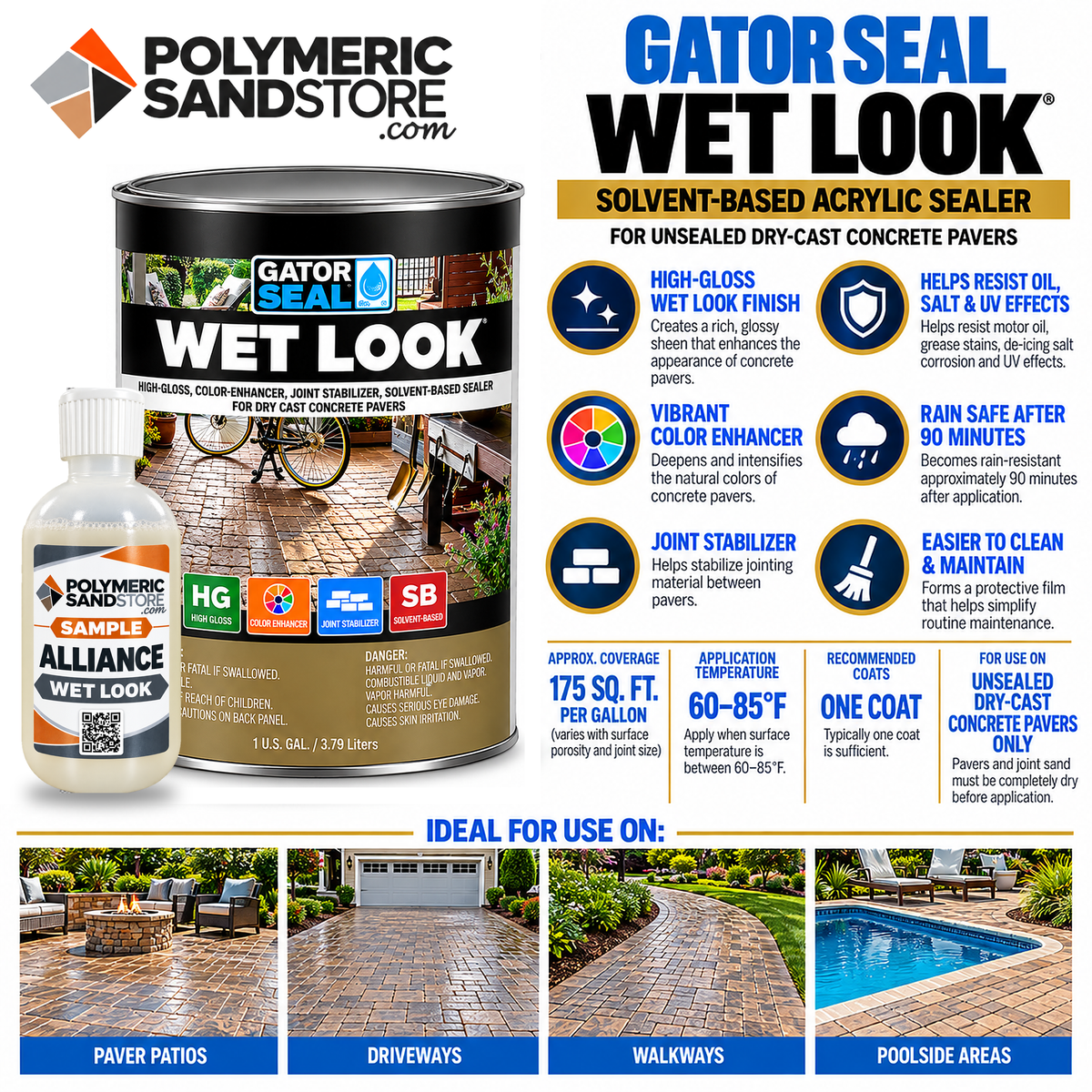 Alliance Gator Wet Look Solvent Acrylic Sealer Sample, 8 oz