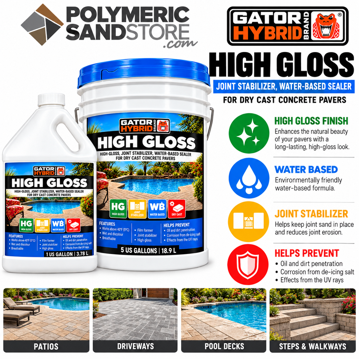 Alliance Gator Hybrid Seal High Gloss Water Based Paver Sealer