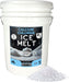 Home & Country USA Calcium Chloride Ice Melt in white 8 lb bucket with pile of white granules, rated to -25°F