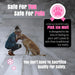 Home & Country USA Pink Ice Melt promotional graphic with girl kissing golden retriever in snow, pet-safe paw badge