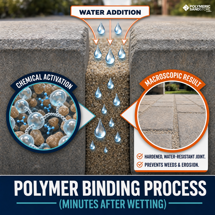 How permeable jointing sand works – binds sand grains in paver joints while letting water drain through