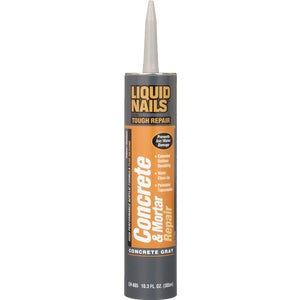 Liquid Nails Tough Repair Concrete & Mortar Repair caulk tube, 10.3 fl oz, concrete gray