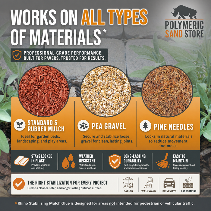 Rhino Stabilizing Mulch & Stone Glue for Landscaping Pea Gravel, Rubber Mulch, and Straw Binder