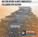 Paw Protector pet-safe ice melt granules dissolving snow and ice on a concrete path