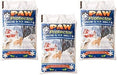 Paw Protector Snow & Ice Melt 3-pack bags, pet safe and nature friendly, featuring golden retriever winter scene