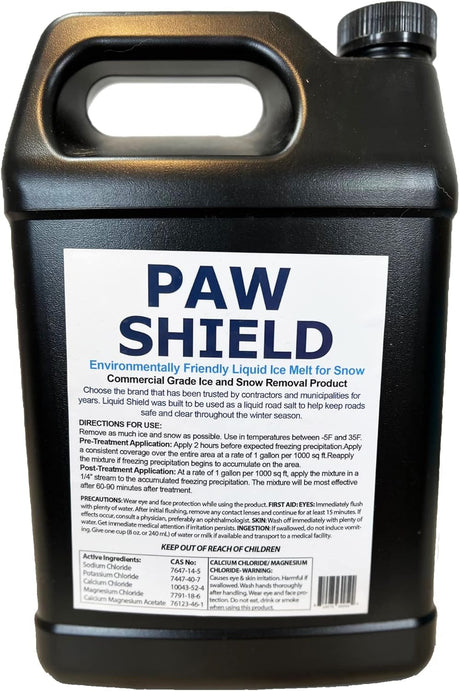 Paw Shield 1-gallon black jug of environmentally friendly liquid ice melt for snow and ice removal
