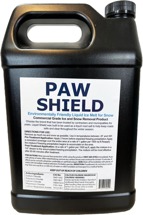 Paw Shield 1-gallon black jug of environmentally friendly liquid ice melt for snow and ice removal