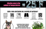 Pet and plant-safe ice melt effective to -25°F, non-corrosive on metal, stone, concrete, asphalt, wood, and brick