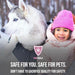 Pink Shield pet-safe ice melt promotional image with smiling child in pink hat and Siberian Husky in snowy setting